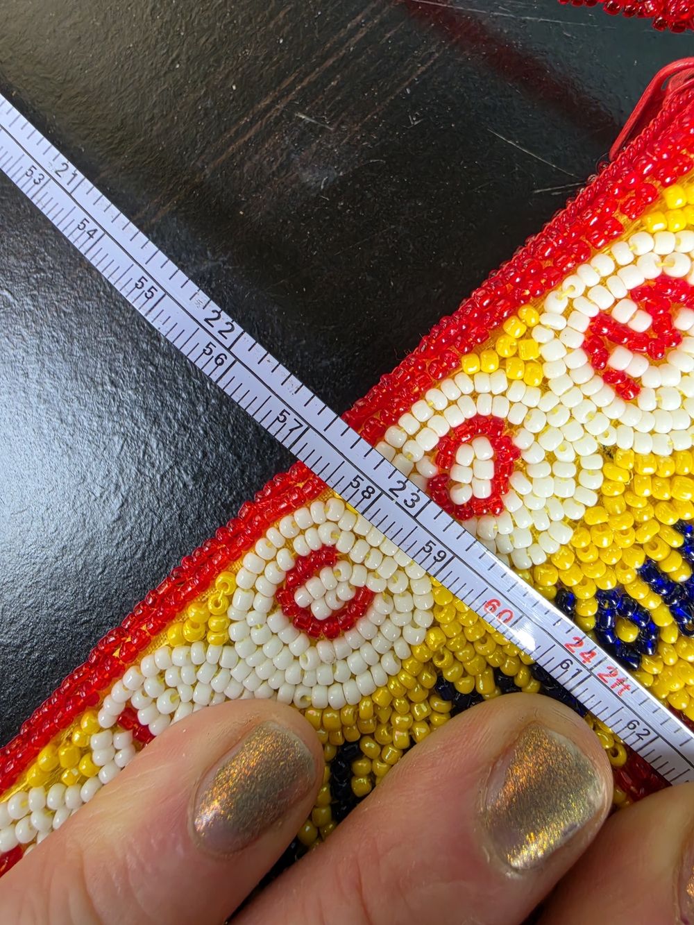 Vintage Las Vegas Sign  Beaded Crossbody Bag - Yellow & Red - Picture 7 of 7
